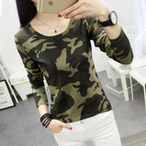 Fashion Women camouflage T shirt 2017 New fall Cute young girl Child Printed Tee Shirt Femme Long Sleeve spring Tops Creative