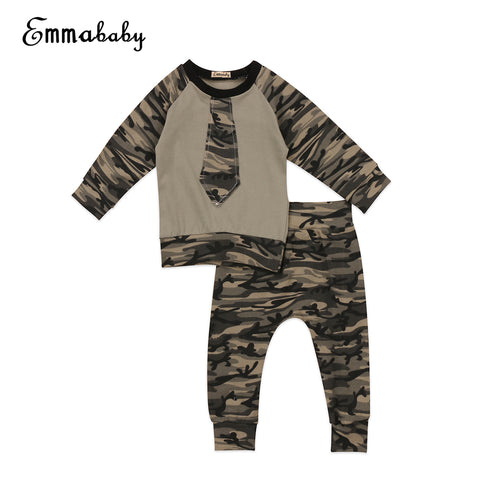 Toddler Military Style 2pc Long Sleeve shirt and Camouflage Pants