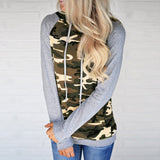 Women Tops Camouflage Pocket Hooded Pullover Women T-Shirt Cotton Blend Long Sleeve Camisetas Mujer #442