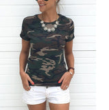 2018 new spring summer Women's T-shirt casual Camo Short Sleeve Camouflage T shirt tops T1003